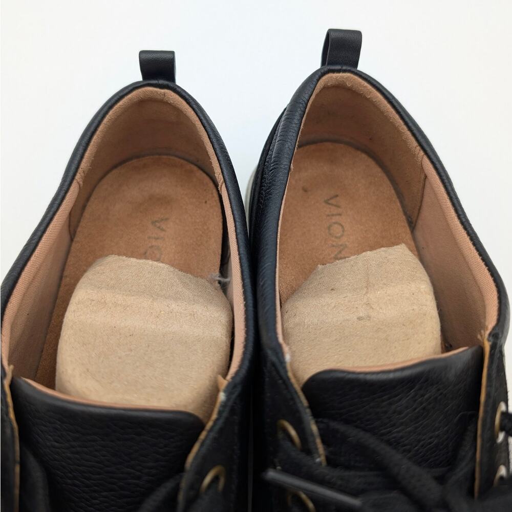 Vionic Black Leather & Suede Sneakers with Cream Sole - Picture 9 of 13